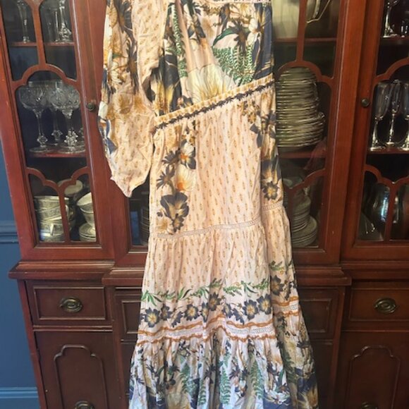 Farm Rio Dress- XS, Floral one-shoulder cotton maxi dress in pink - Picture 3 of 3